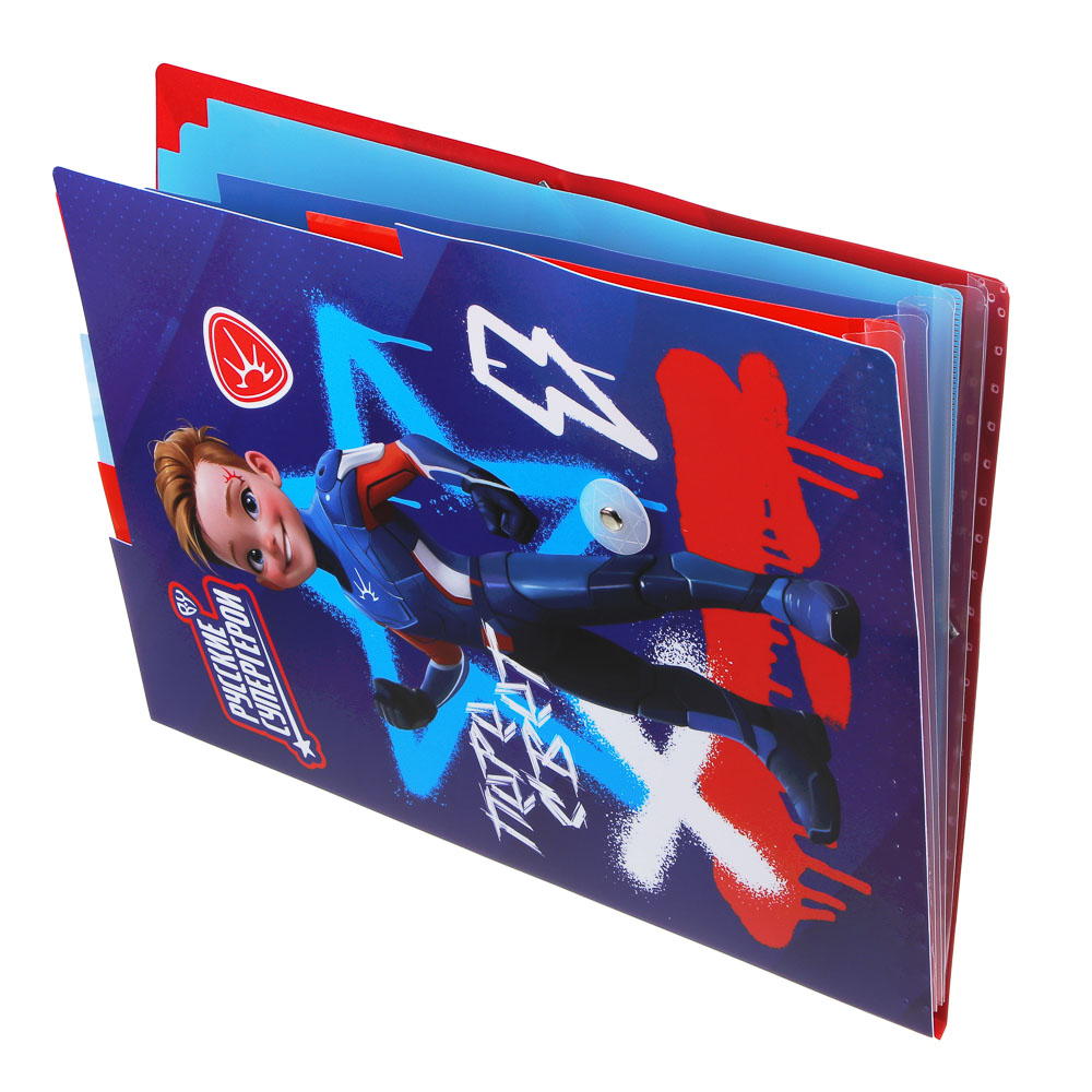 Папка д/тетрадей BY Русские Супергерои "Мальчики Джуниор" 31,8x23см, д/A4, 4отд., резинка, пл.0,6мм, арт.№ 801-015