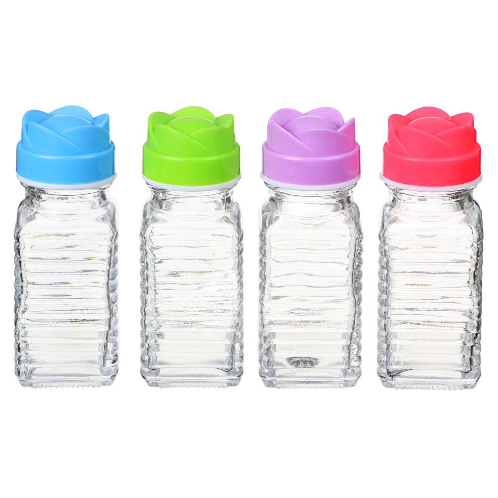 Солонка "Цветок", стекло, пластик, микс цветов, арт.№ 828-143