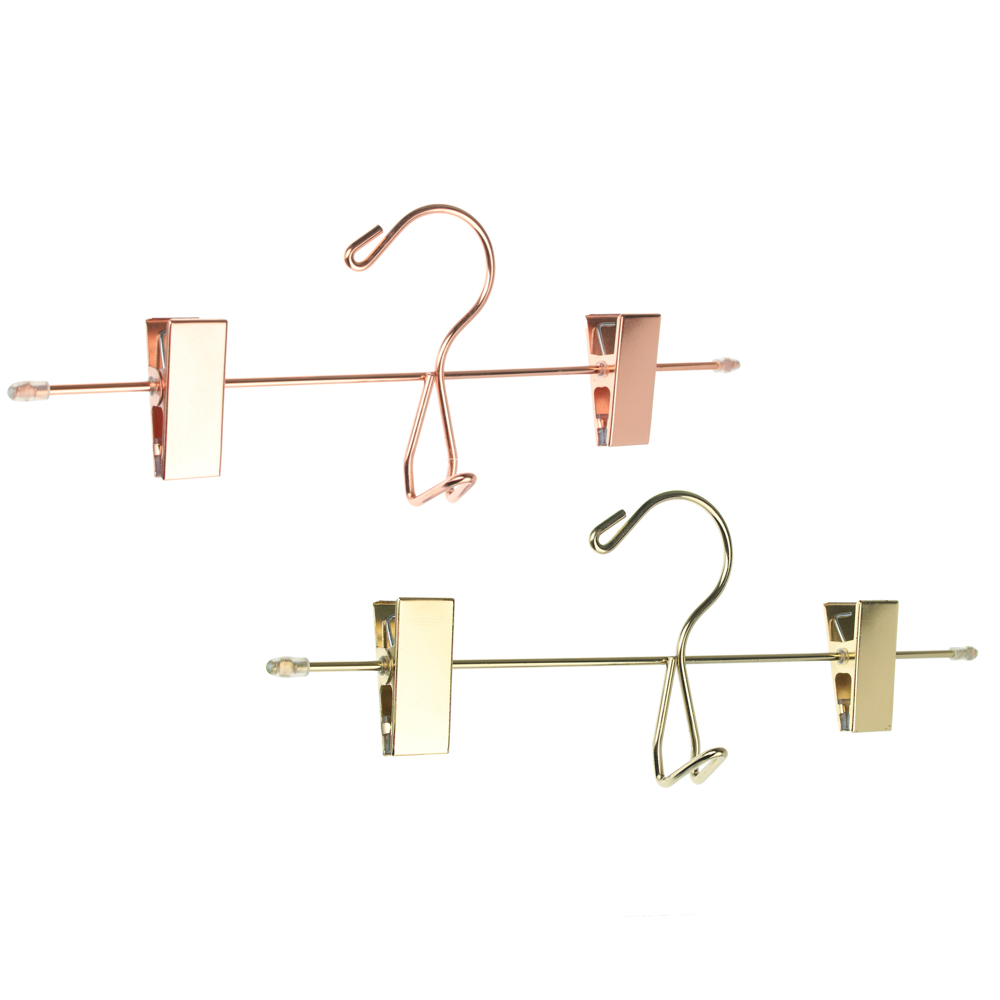 VETTA Вешалка металлическая для брюк/юбок с клипсами 30см, 2 цвета: розовое золото, золото, арт.№ 456-091