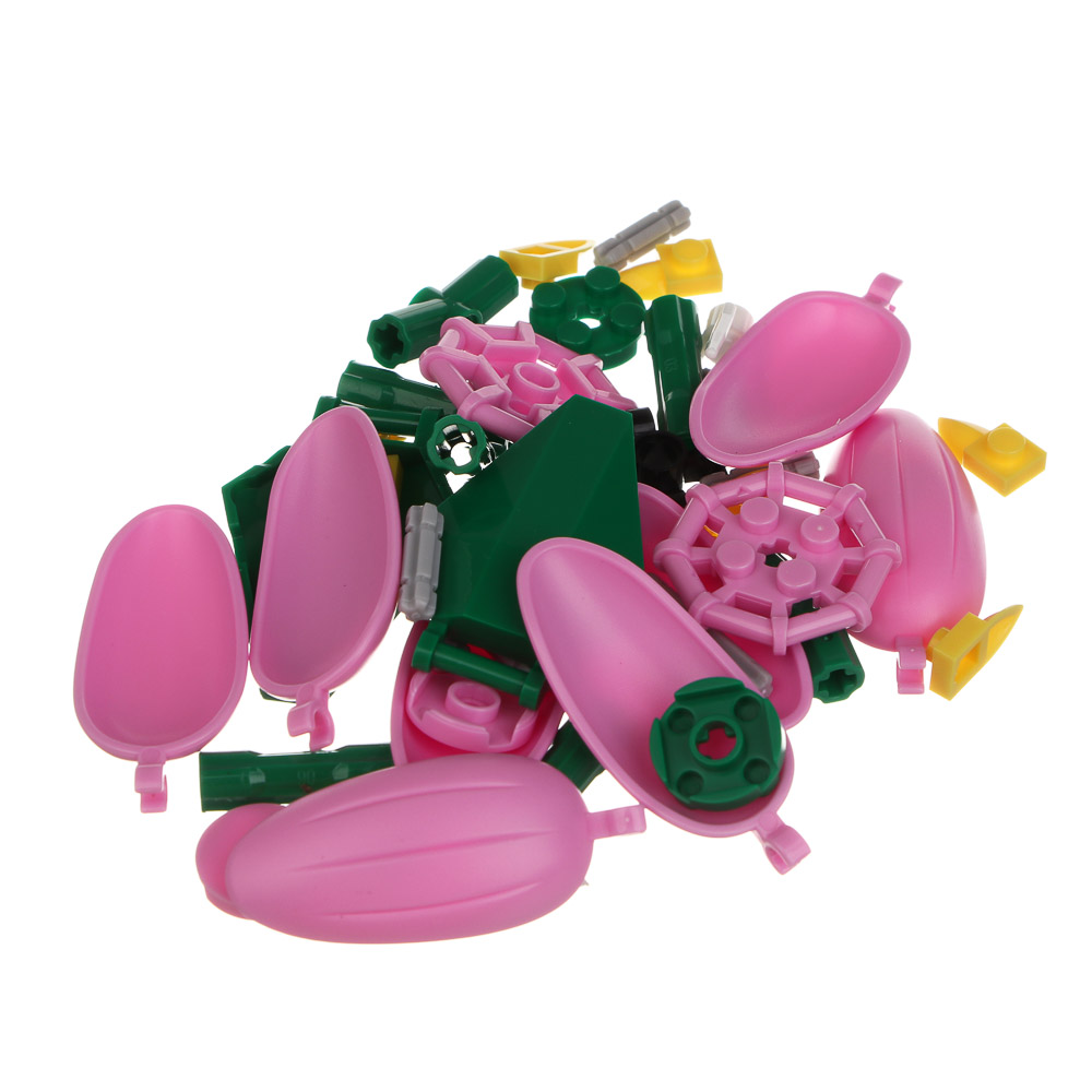 Конструктор в виде цветка, 38-68 дет., ABS, 8х3,5х13см, 4 вида, арт.№ 858-078