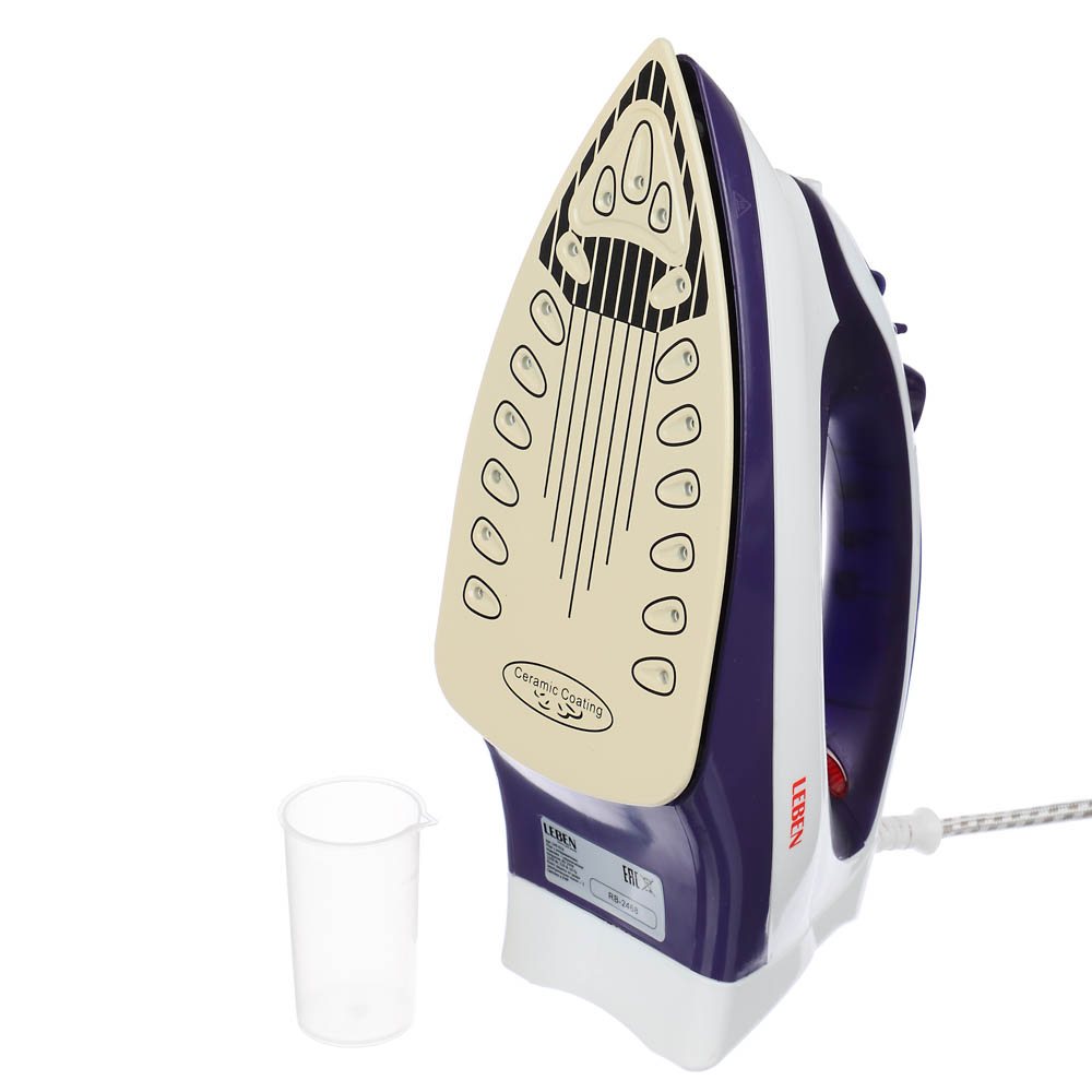 LEBEN Утюг с отпаривателем 2200 Вт, подошва - керамическое покрытие, ES-2098, арт.№ 249-016