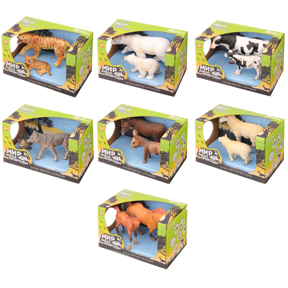 Игроленд Фигурки животных «Мир дикой природы» 2 шт., PVC, 15Х9Х9 см, 7 дизайнов, арт.№ 274-150