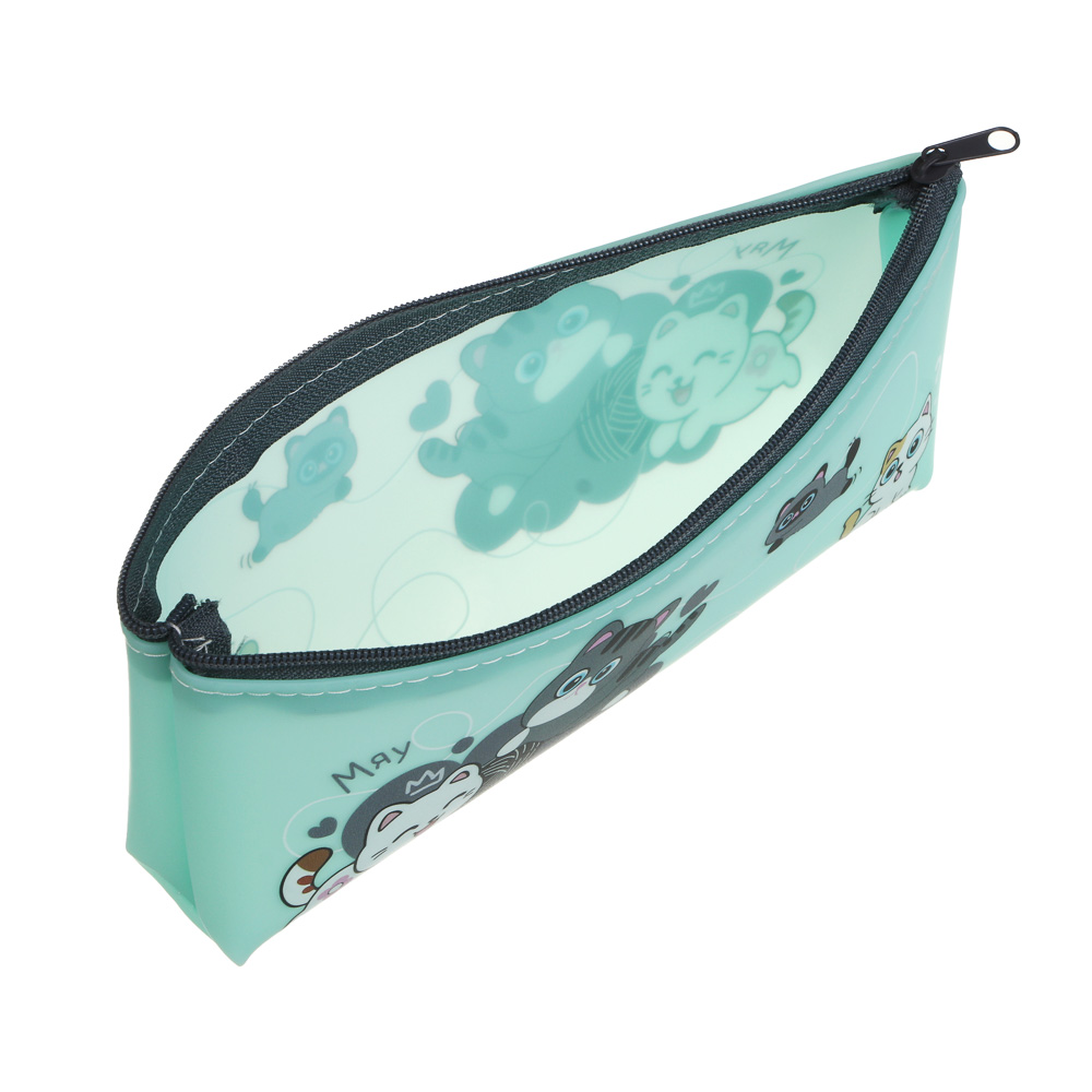 Пенал прямоугольный, 21x3x8см, "Единорожка/Котики", 1 отделение на молнии, силикон, 2 диз., арт.№ 524-302