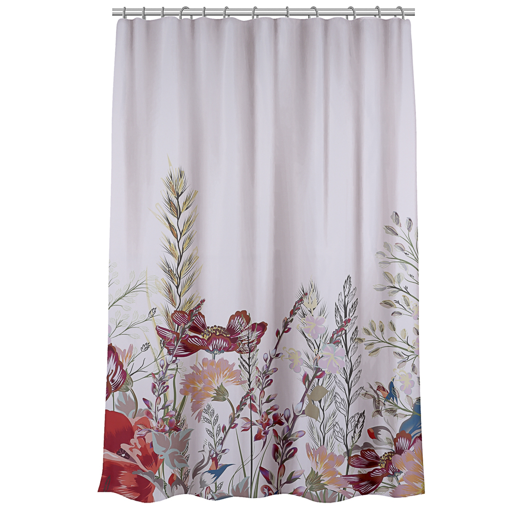 VETTA Шторка для ванной, с утяжелителем, полиэстер, 90 г/м2, 180x200см, Цветы, 055, арт.№ 461-055