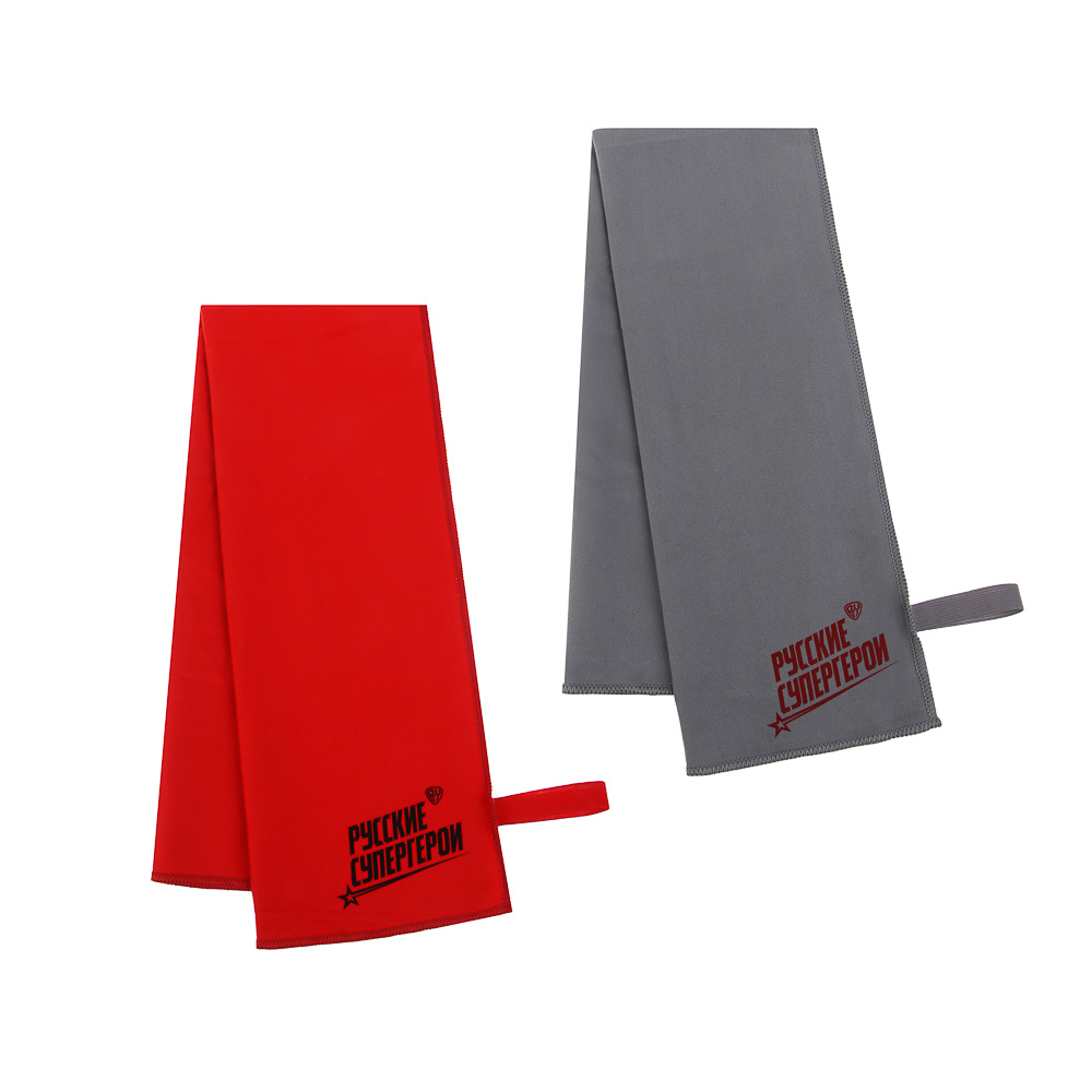 Полотенце спортивное из микрофибры тм BY Русские Супергерои 90х50см, полиэстер, нейлон, 2 цвета, арт.№ 087-013