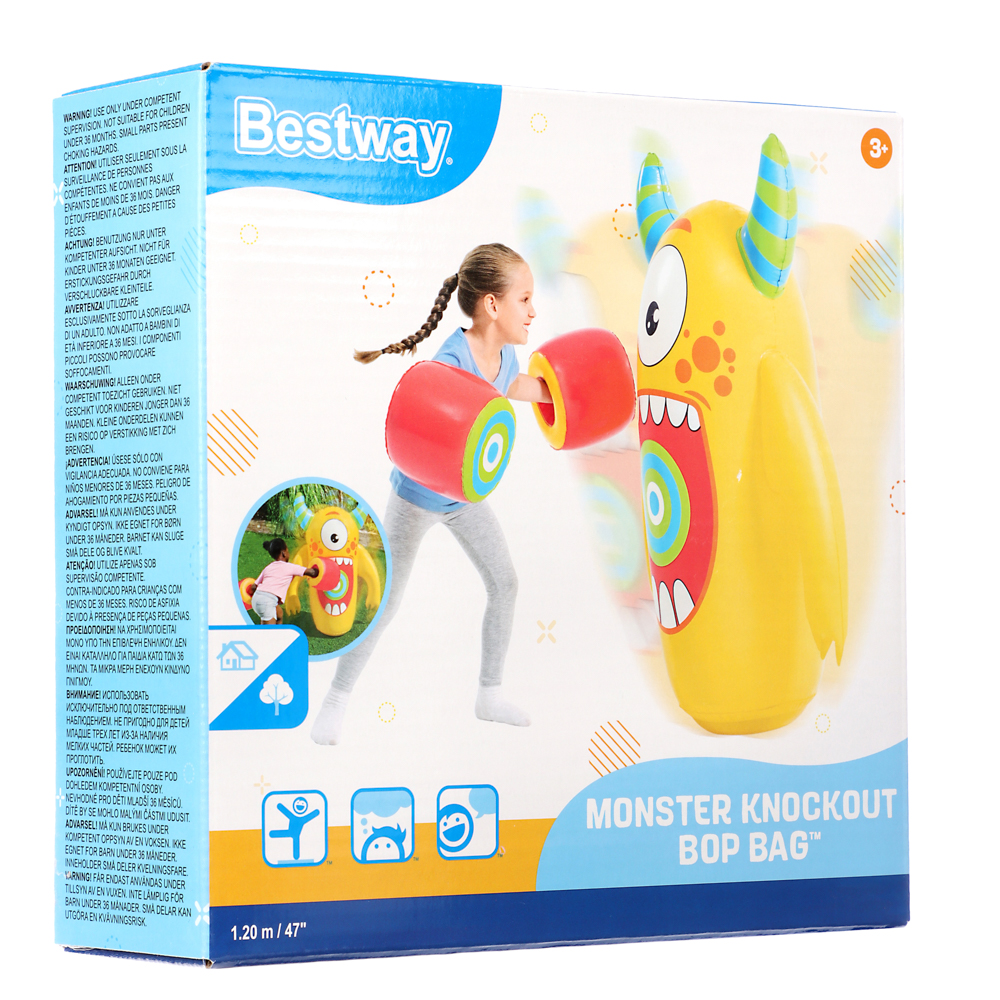 BESTWAY Надувная неваляшка MONSTER KNOCKOUT BOP BAG, от 3 лет, 52545, арт.№ 042-054