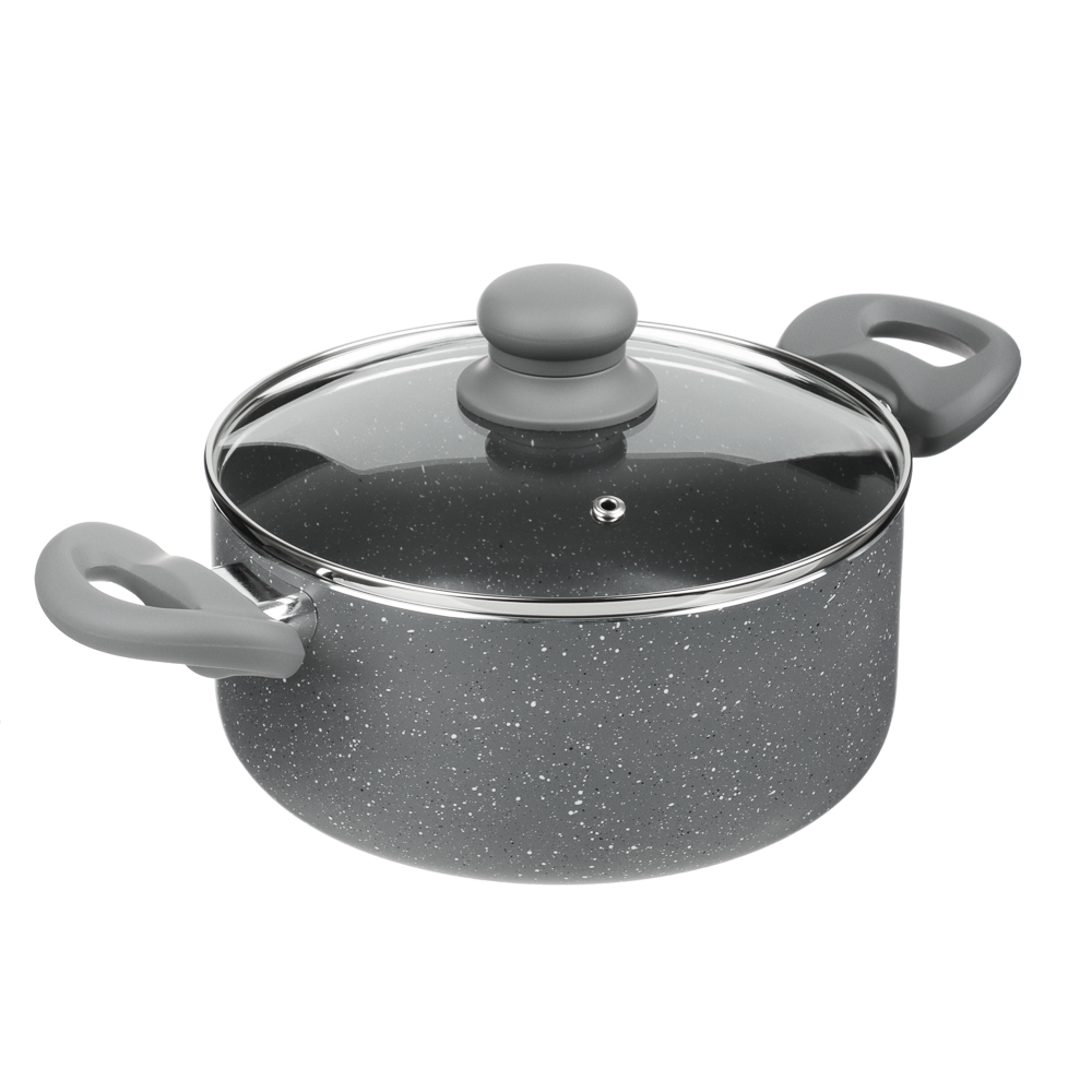 Набор посуды 5 предмметов SATOSHI, антипригарное покрытие мрамор, кастрюля+крышка 2,8 л, ковш 1,6 л, сковорода 20 см и 28 см, индукция, арт.№ 846-462