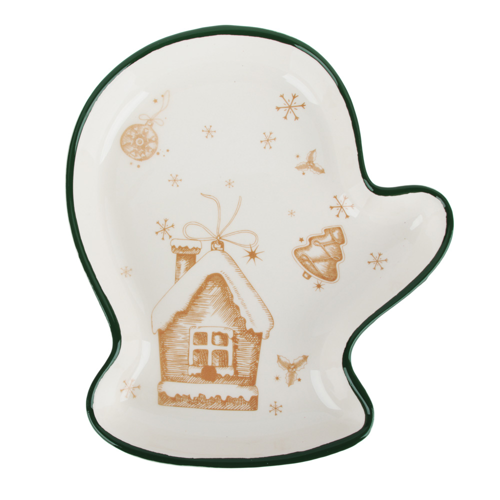 MILLIMI Пряничный домик Блюдо в форме варежки 20х17,5х3см, керамика, арт.№ 820-131