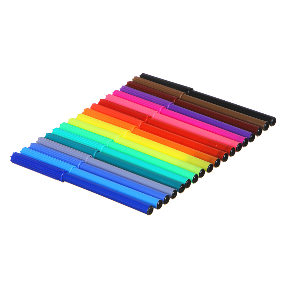 Френч Новел / Спорт Эффект Фломастеры 18 цветов с цветным вентилируемым колпачком, в ПВХ пенале, арт.№ 256-249