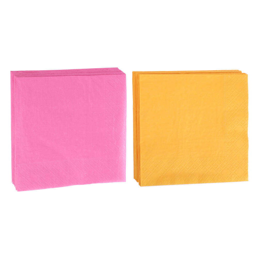 Салфетки бумажные Лилия Желтый/Розовый, 33х33см, 2 слоя, 20л, арт.№ 912-035