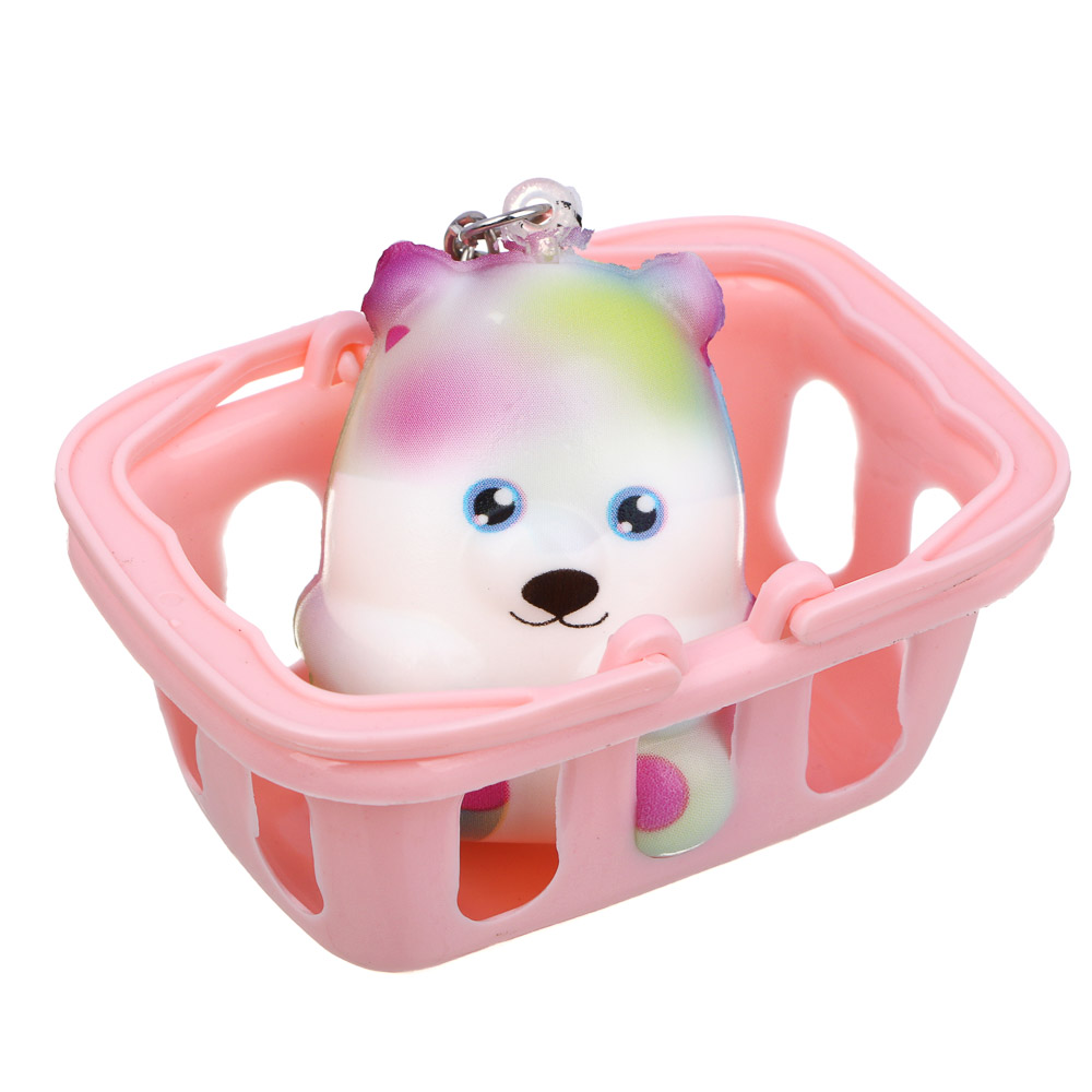 ИГРОЛЕНД Игрушка антистресс, сквиш - брелок "Малыш в корзиночке", PU, 12х17см, 12 дизайнов, арт.№ 297-126