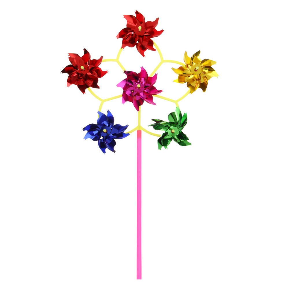 Ветрячок детский Цветочки, 6 насадок, 55см, d30см, PE, PET, арт.№ 134-202