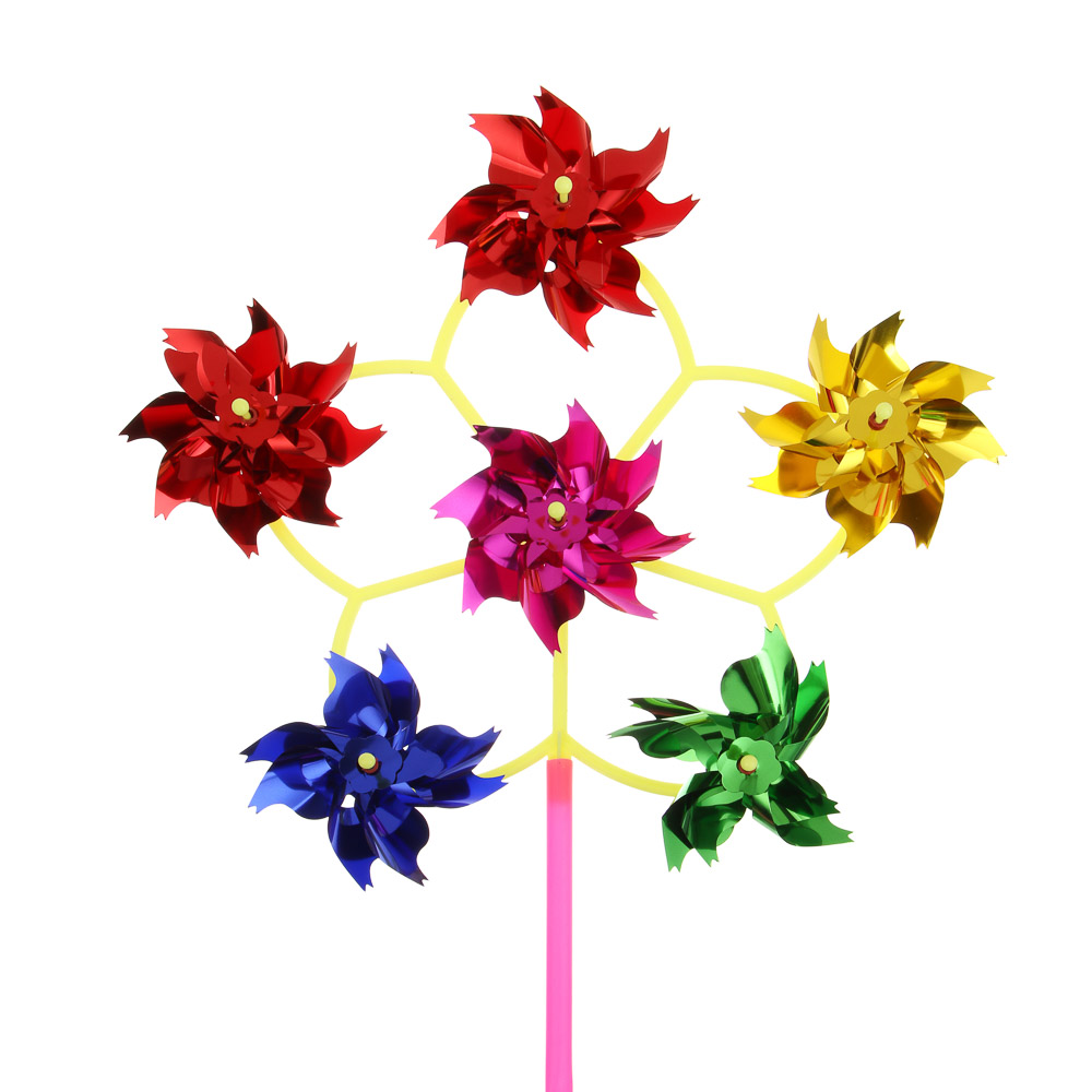 Ветрячок детский Цветочки, 6 насадок, 55см, d30см, PE, PET, арт.№ 134-202