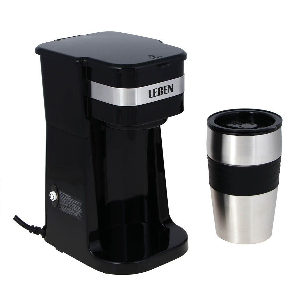 LEBEN Кофеварка капельная, 700Вт, термос-кружка 400мл в комплекте, арт.№ 286-039