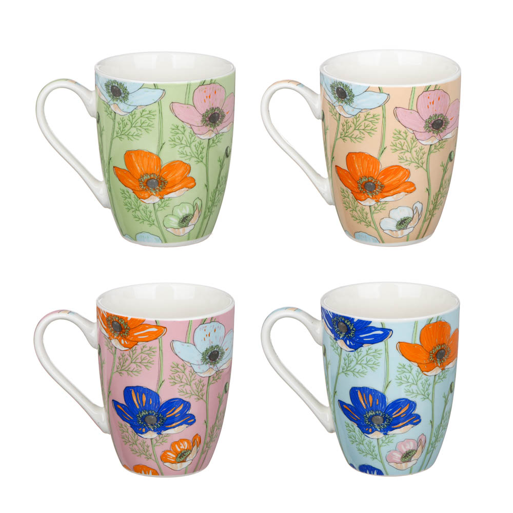 Кружка 350мл, фарфор, "Маки", 4 дизайна, арт.№ 806-343