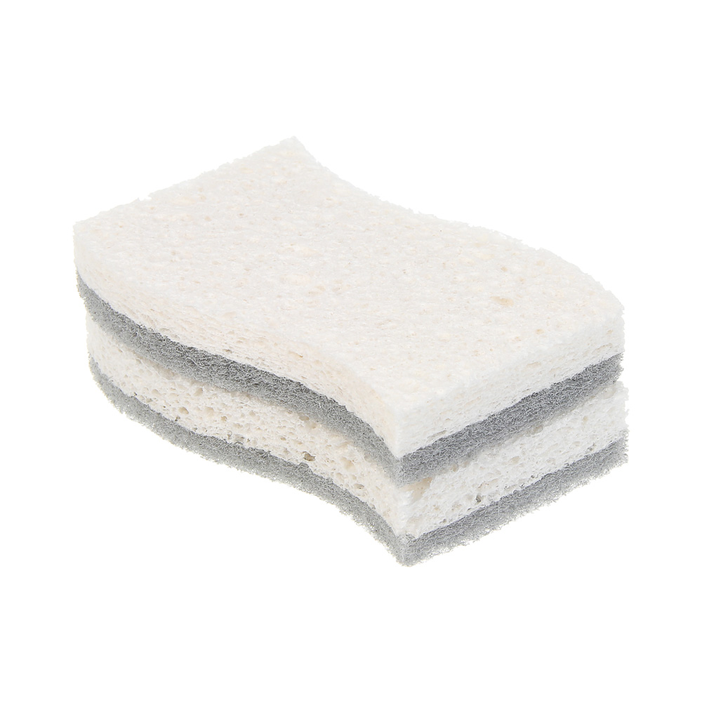 Набор губок из древесной целлюлозы 2 шт., тм VETTA, 11х6,3х1,5 см, древесная целлюлоза, полиэстер, арт.№ 441-283