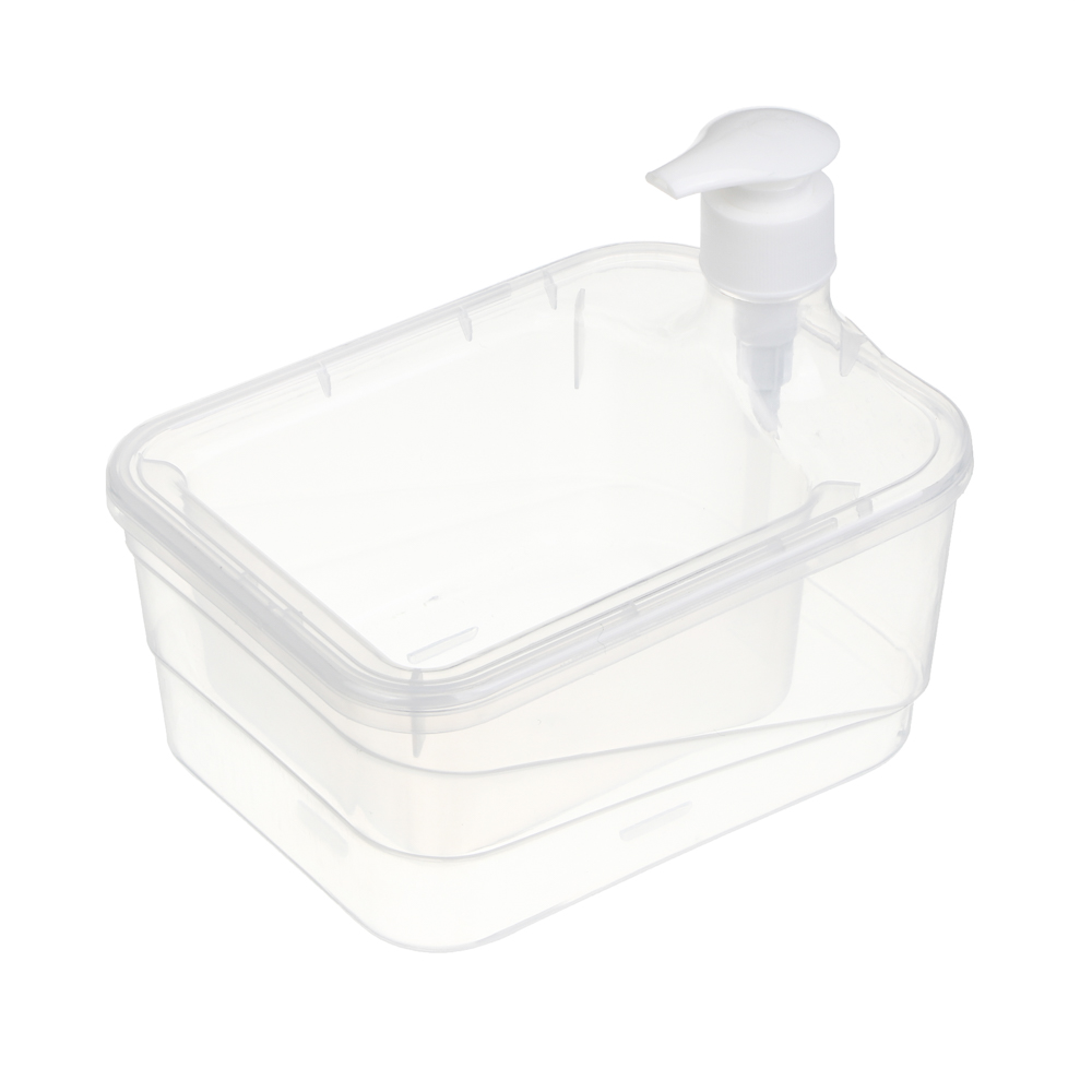 Дозатор для моющего средства, тм VETTA, отсек для губки, губка в компл., 500 мл, 17х13х14см, пластик, арт.№ 441-286