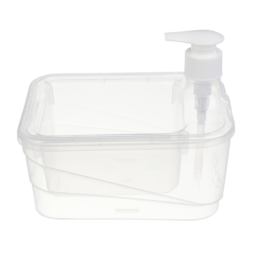 Дозатор для моющего средства, тм VETTA, отсек для губки, губка в компл., 500 мл, 17х13х14см, пластик, арт.№ 441-286