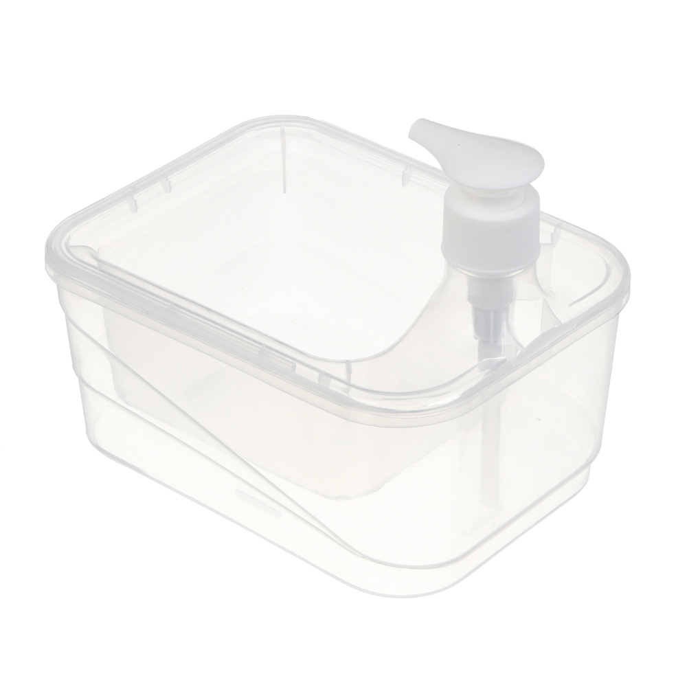 Дозатор для моющего средства, тм VETTA, отсек для губки, губка в компл., 500 мл, 17х13х14см, пластик, арт.№ 441-286