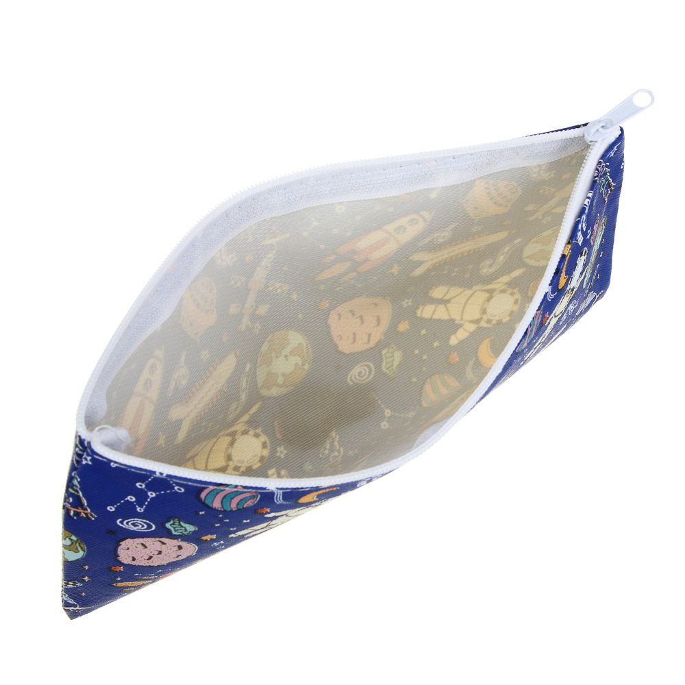 Пенал школьный прямоугольный на молнии 21х10,5 см, 1 отделение, искусственная кожа из ПВХ, 4 дизайна, арт.№ 238-436