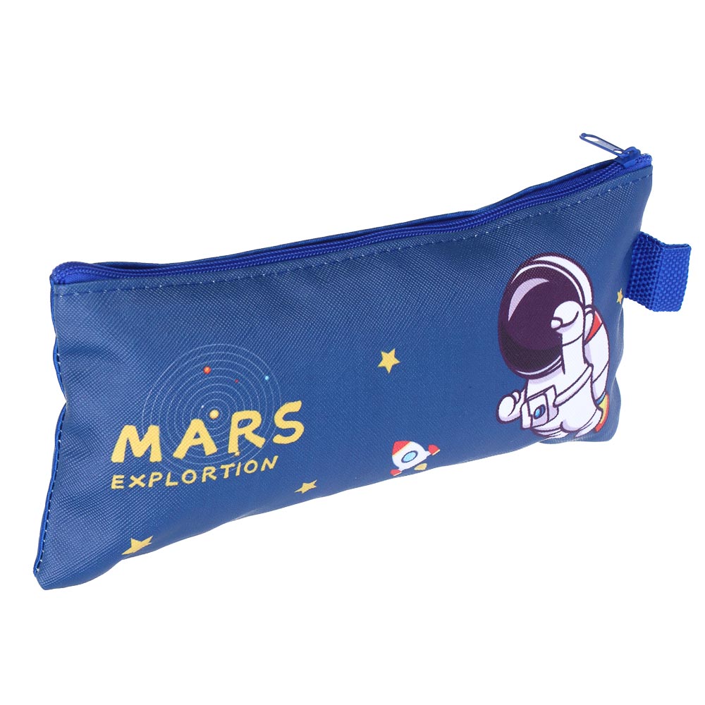 Пенал школьный прямоугольный на молнии 21х10 см, 1 отделение, искусственная кожа из ПВХ, полиэстер, 4 дизайна, арт.№ 238-437