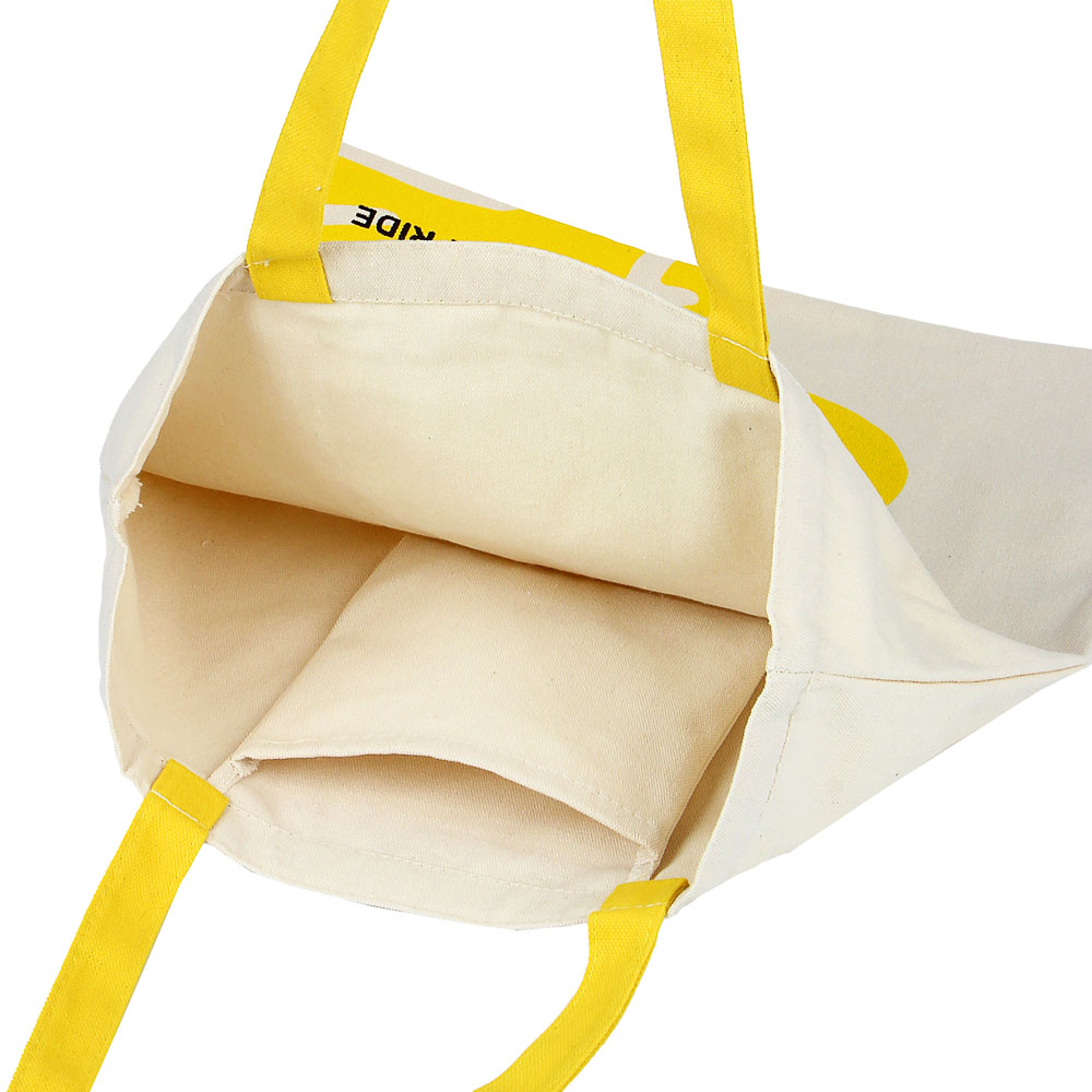 BY Сумка-шоппер, 38x42см, "Смайл желтый лен", внутр.карман, длинные ручки 58 см, ПЭ под лен, арт.№ 090-008