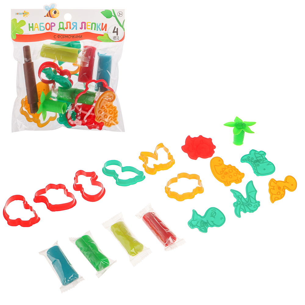 ХОББИХИТ Набор для лепки с формочками, полимер, ABS, 17х21х4см, 4 дизайна, арт.№ 289-001