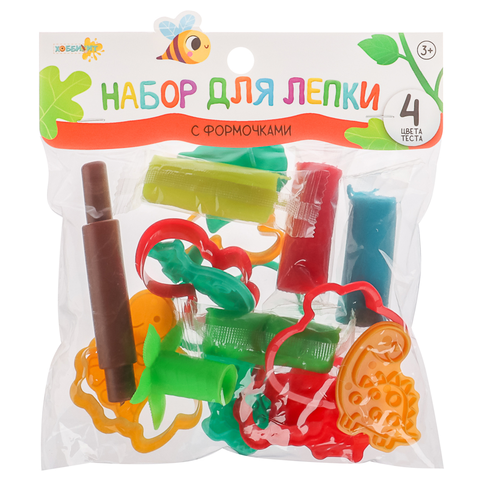 ХОББИХИТ Набор для лепки с формочками, полимер, ABS, 17х21х4см, 4 дизайна, арт.№ 289-001