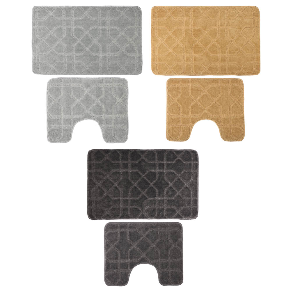 Набор ковриков для ванной и туалета тм VETTA Геометрия, 50x80см + 50x40см, полиэстер, 3 цвета, арт.№ 466-251