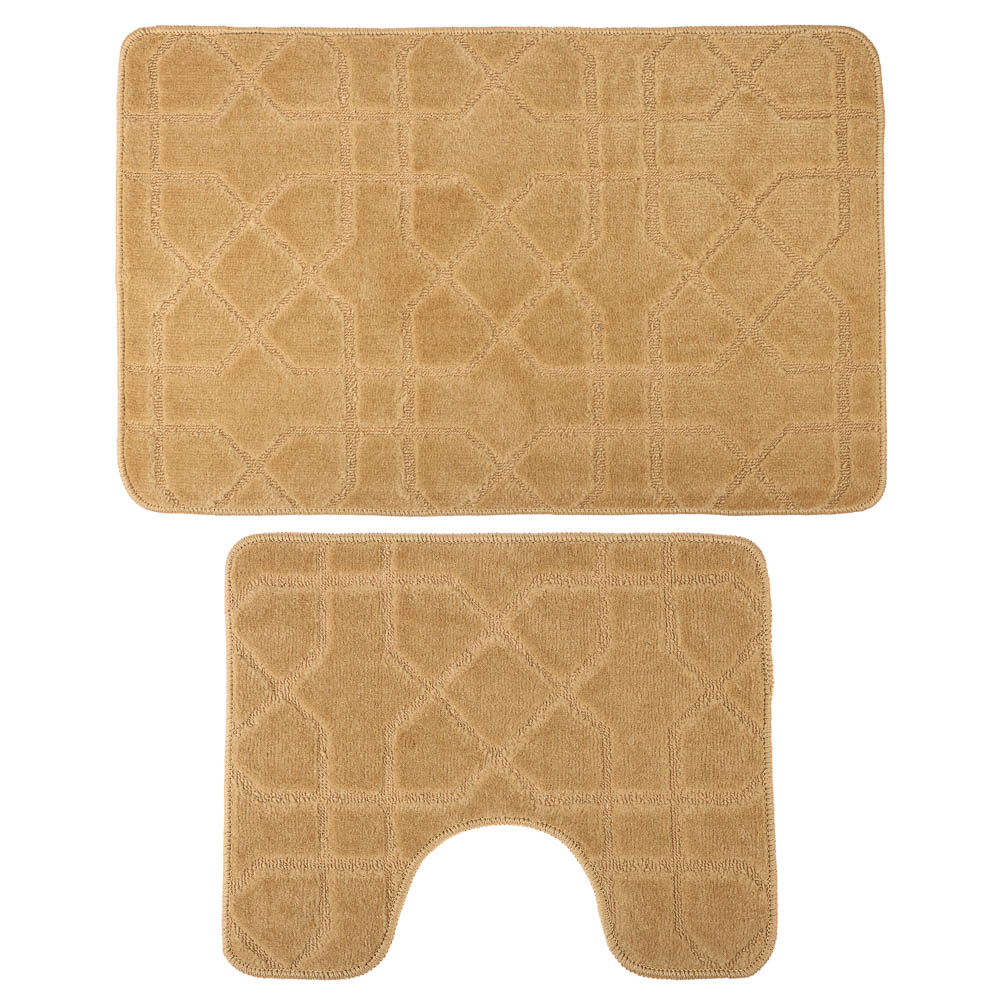 Набор ковриков для ванной и туалета тм VETTA Геометрия, 50x80см + 50x40см, полиэстер, 3 цвета, арт.№ 466-251