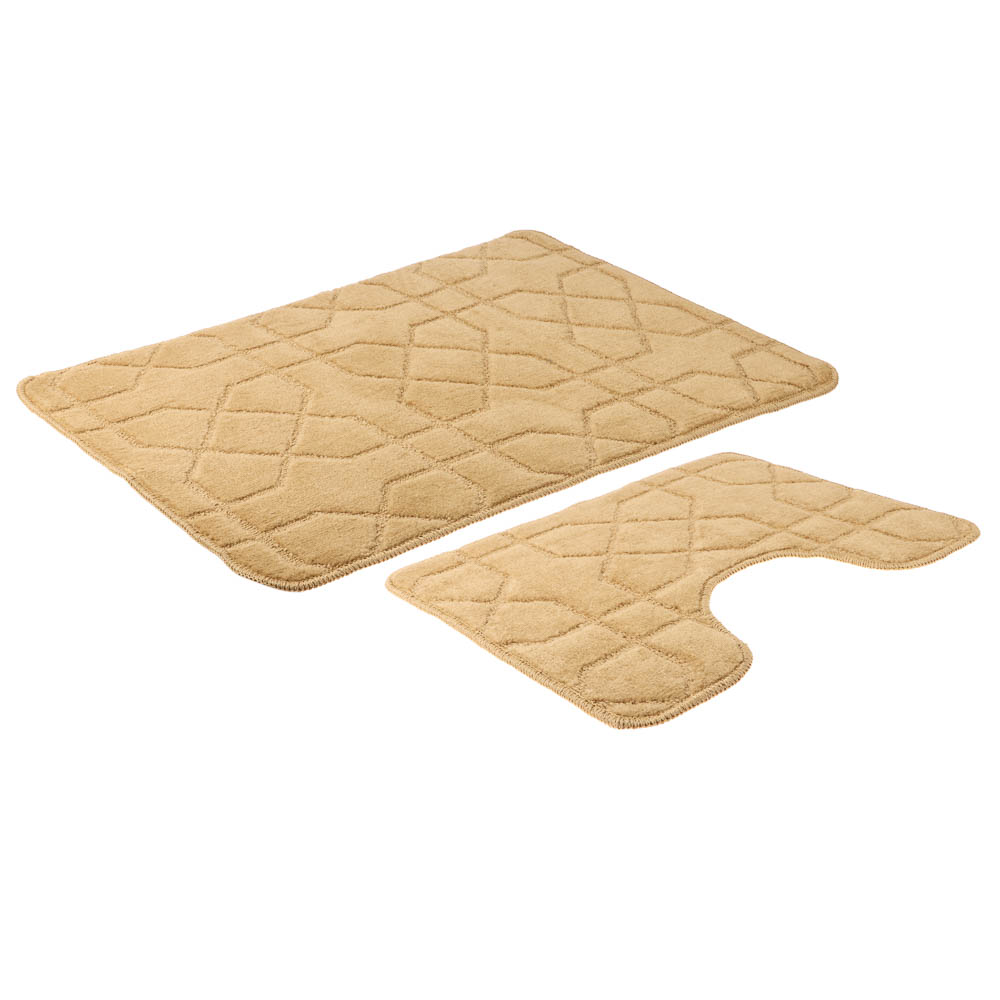 Набор ковриков для ванной и туалета тм VETTA Геометрия, 50x80см + 50x40см, полиэстер, 3 цвета, арт.№ 466-251