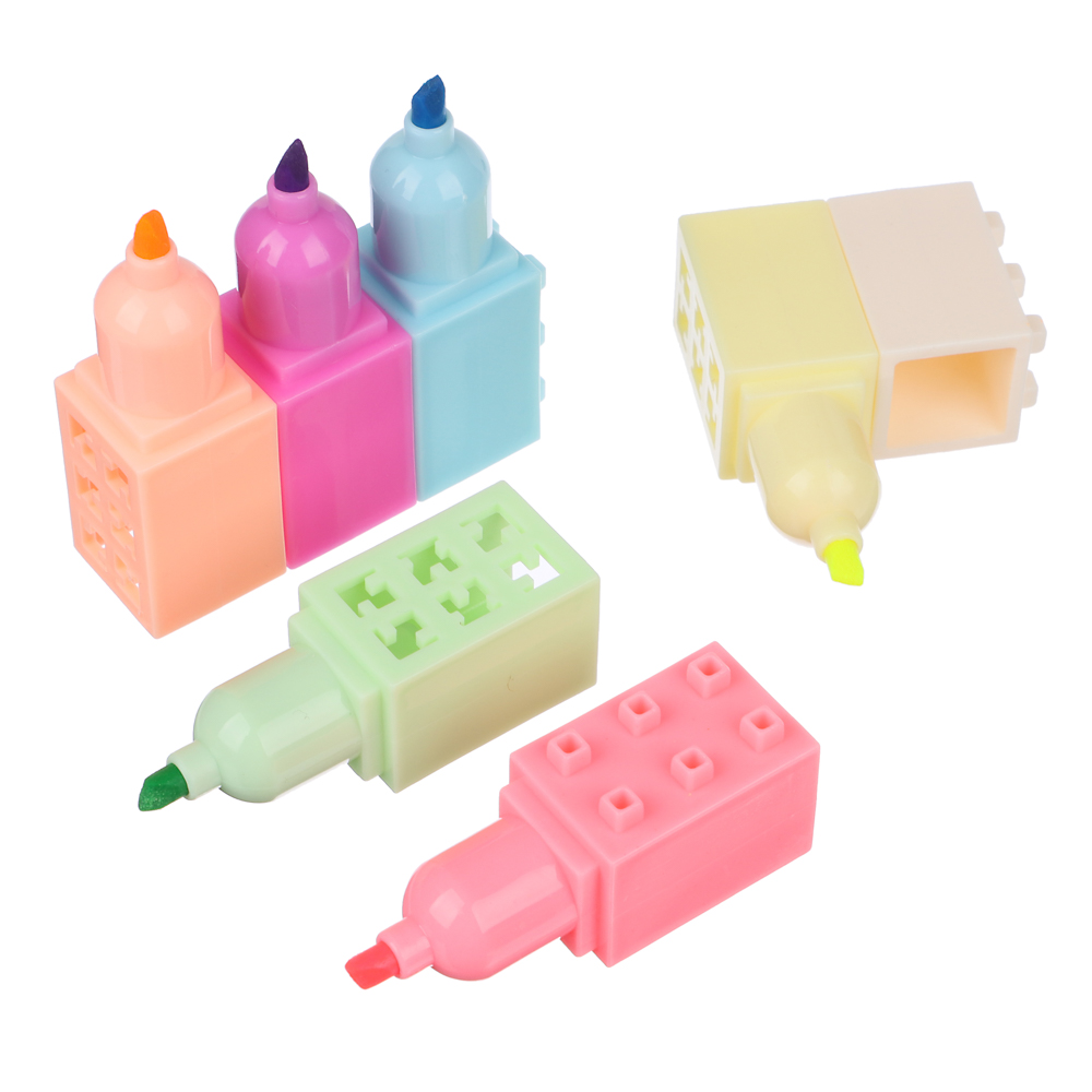 ClipStudio Набор маркеров-выделителей в форме конструктора, 6 цв. + 1 колпачок, након.3мм, ПВХ бокс, арт.№ 613-026