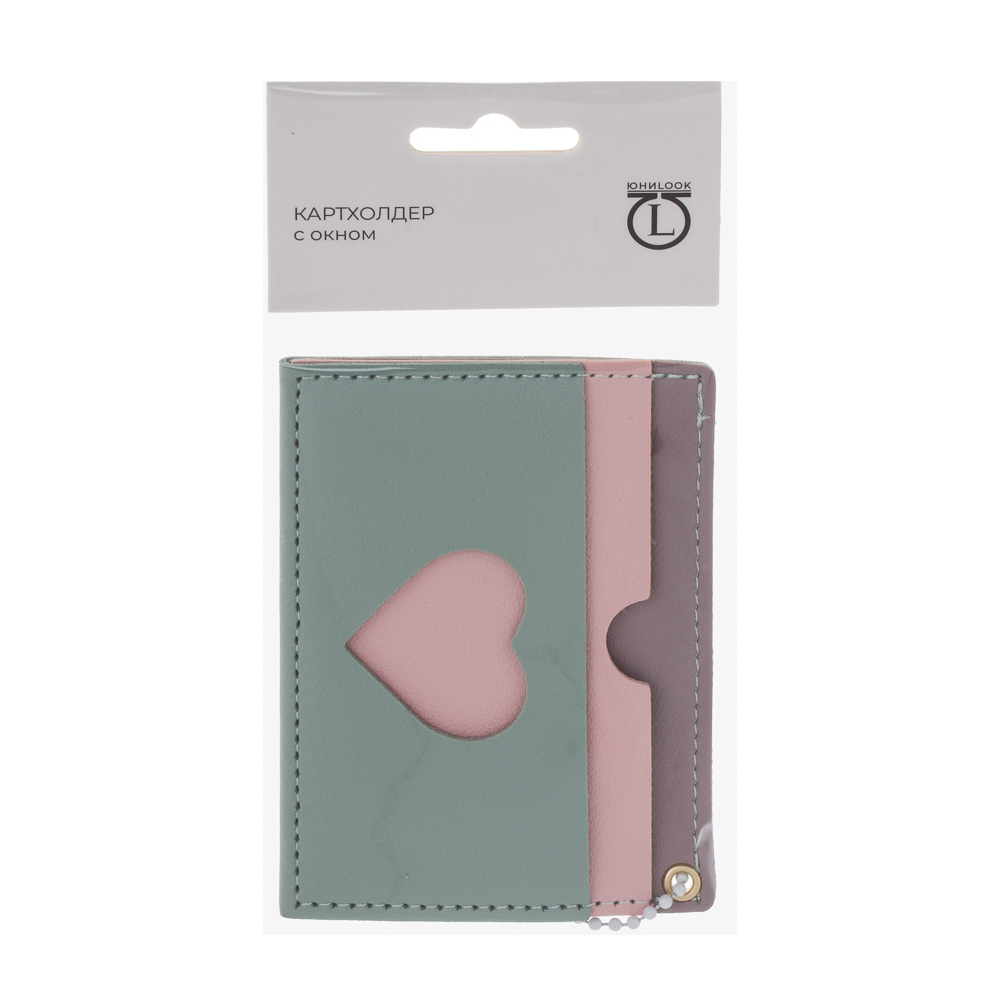 Кардхолдер с окном 3 отделения тм ЮL Sweet Heart, ПВХ, 10,5х7,5см, 4 цвета, С394-1Н, арт.№ 303-067