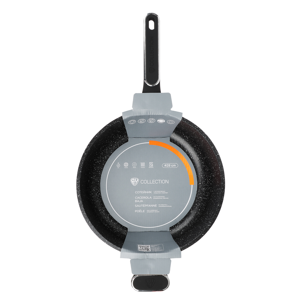 BY COLLECTION Сотейник литой, d=28см, антипригарное покрытие мрамор, индукция, арт.№ 846-567