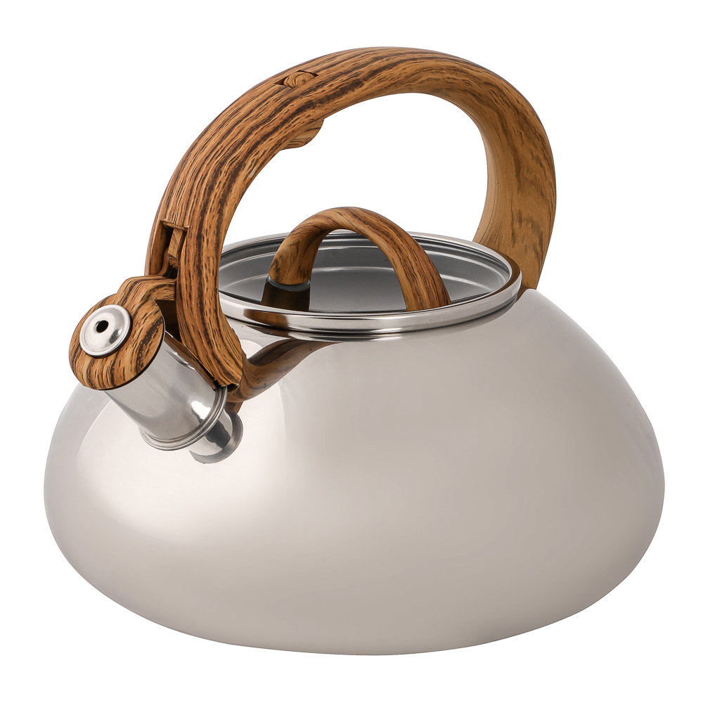 VETTA Чайник стальной 3.0л "Ива" зеркальный, стеклянная крышка, индукция, арт.№ 847-059