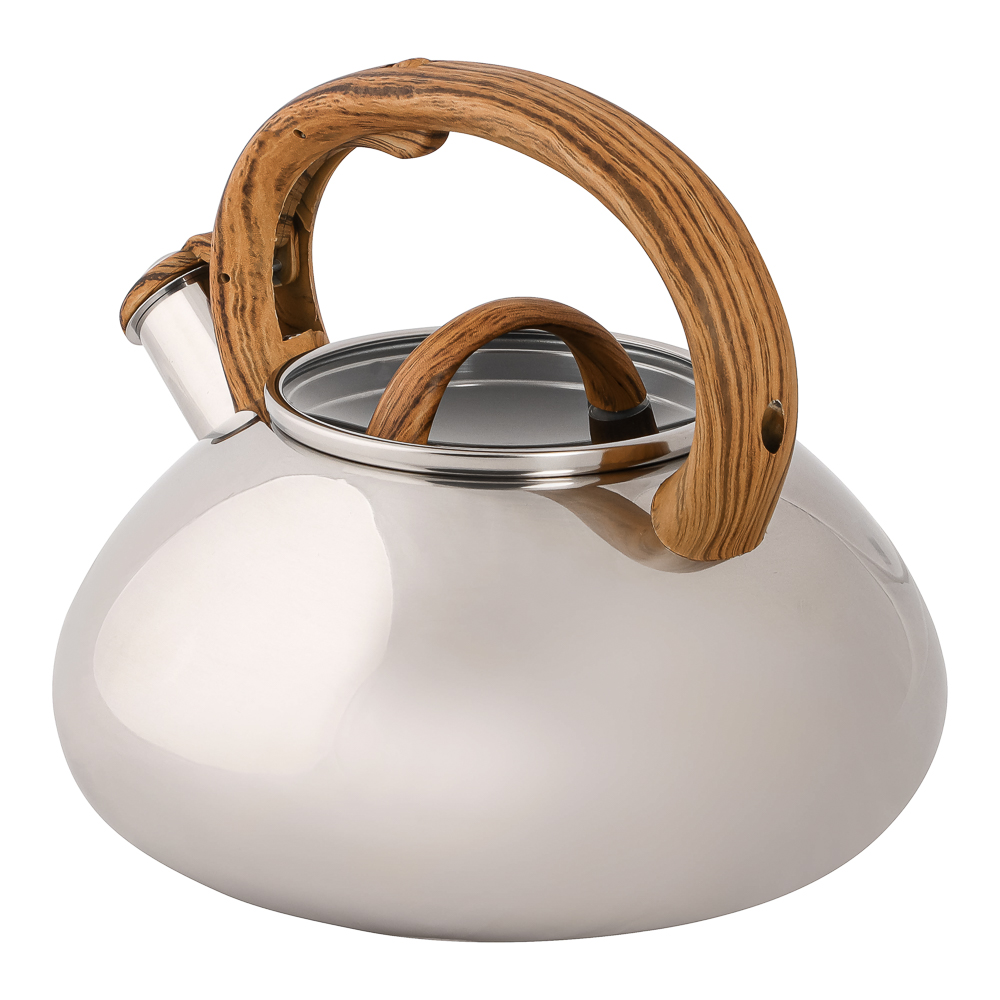 VETTA Чайник стальной 3.0л "Ива" зеркальный, стеклянная крышка, индукция, арт.№ 847-059