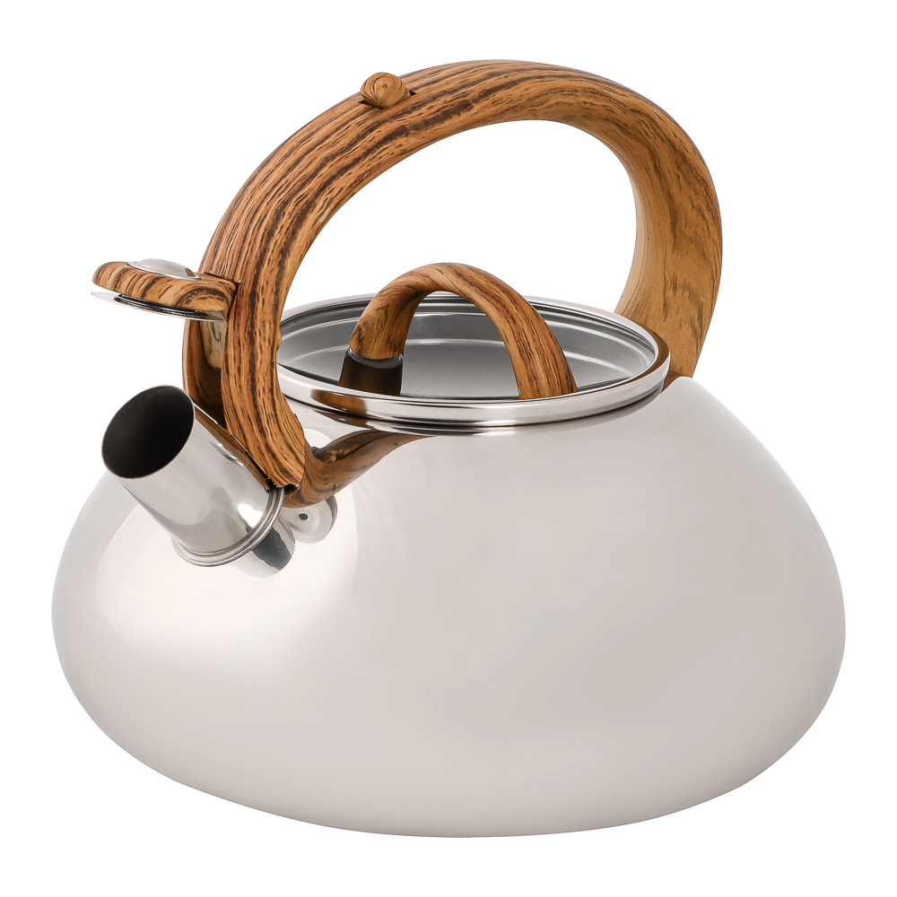 VETTA Чайник стальной 3.0л "Ива" зеркальный, стеклянная крышка, индукция, арт.№ 847-059