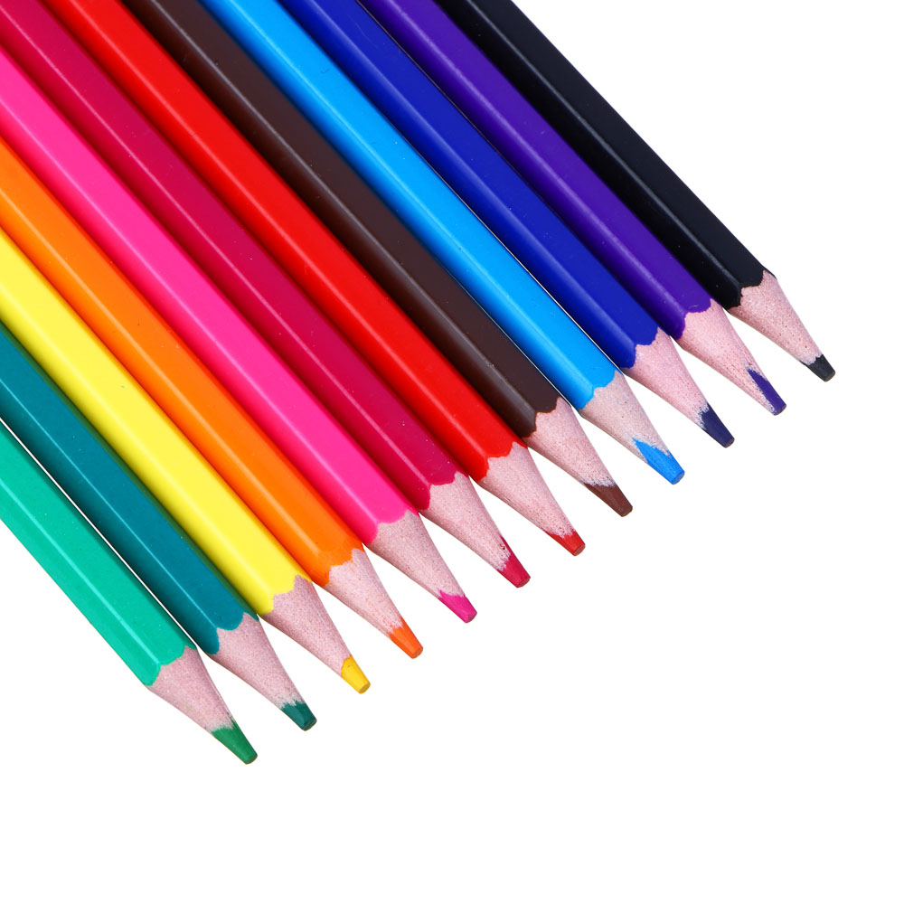 СЧАСТЛИВЫЙ МИШКА Карандаши 12 цветов, шестигранные заточенные, улучшенное письмо, пластик, к/к., арт.№ 228-200