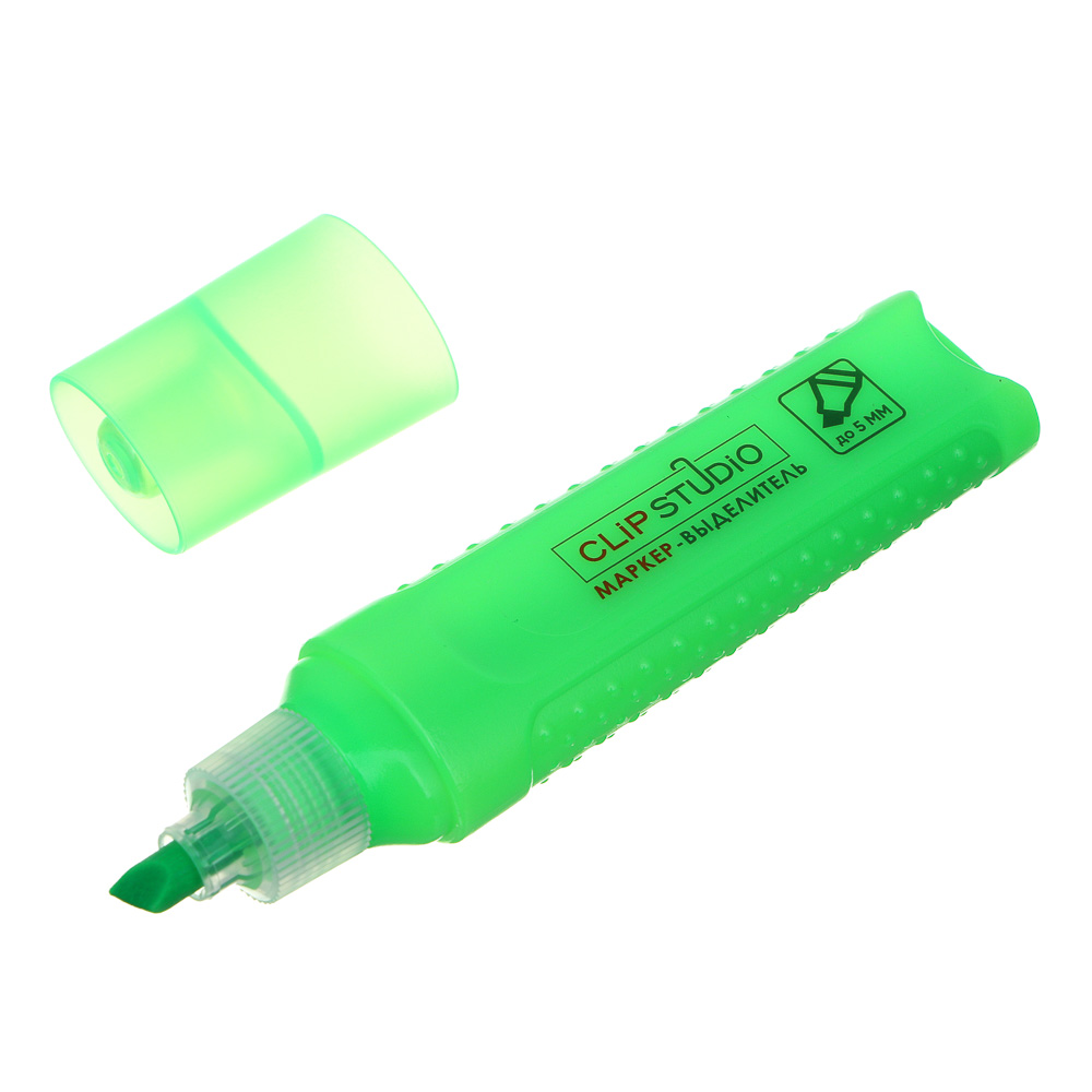 Маркер-выделитель ClipStudio зеленый, плоский корпус, скошенный наконечник, арт.№ 613-129
