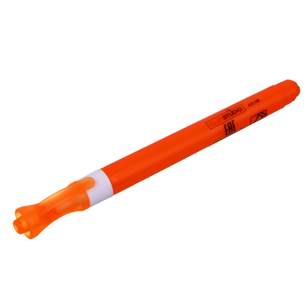 Маркер-выделитель ClipStudio оранжевый, круглый корпус, скошенный наконечник, арт.№ 613-130