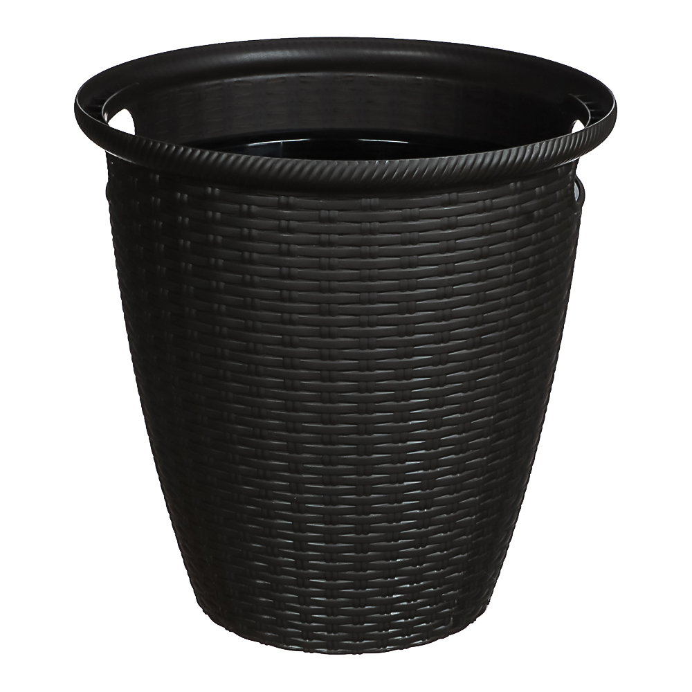 Кашпо InGreen Rattan D 380мм 30л с внутренним горшком 16 л, Горький шоколад, арт.№ 164-354