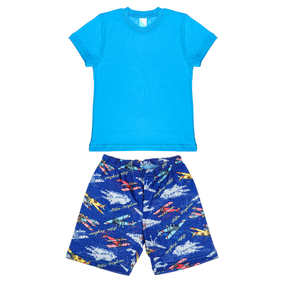 Пижама детская с коротким рукавом (футболка и шорты), р.104-128, 100% хлопок, два дизайна, арт.№ 354-203