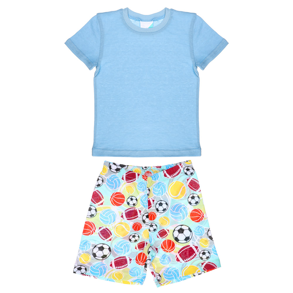 Пижама детская с коротким рукавом (футболка и шорты), р.104-128, 100% хлопок, два дизайна, арт.№ 354-203