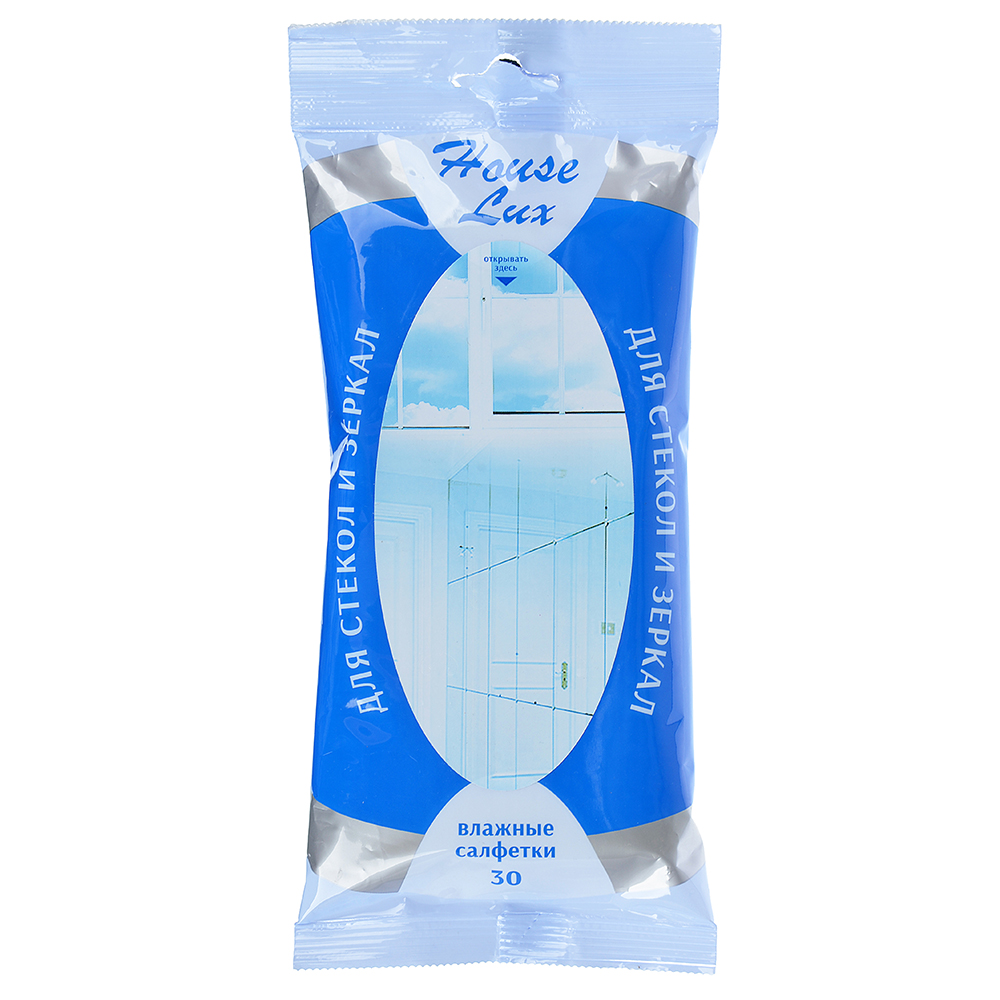 Салфетки влажные House Lux для стекол и зеркал, 30 шт, арт.№ 448-263