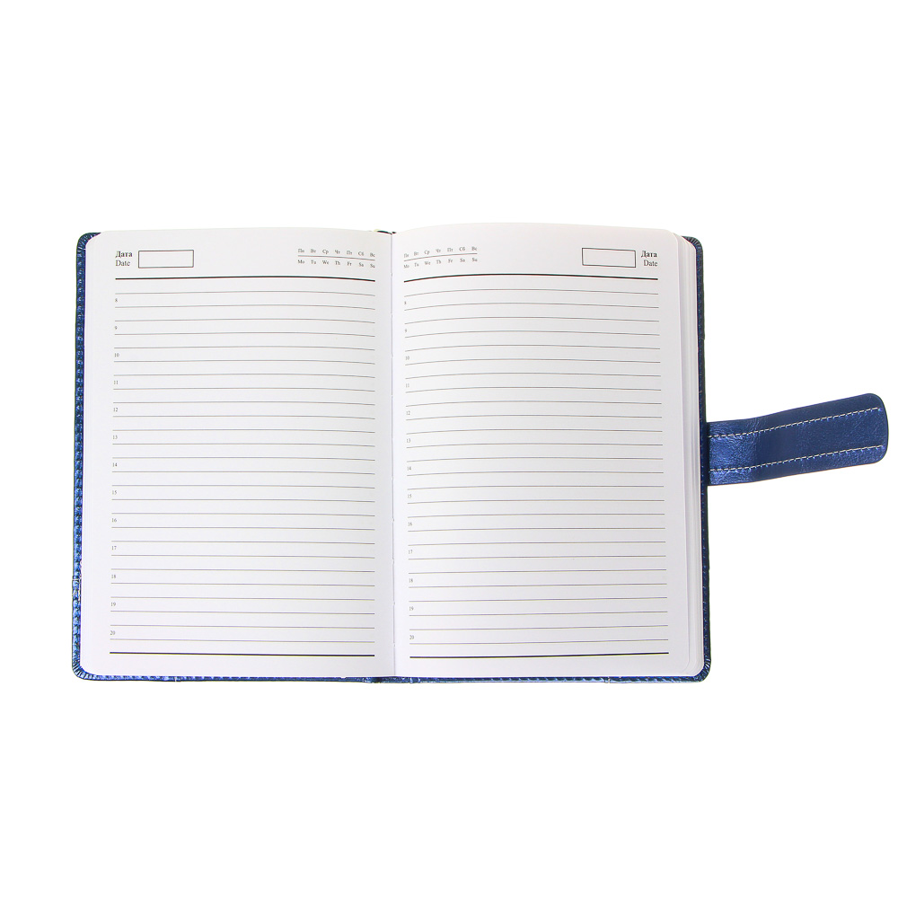 Ежедневник недатир."Брутал" А5, 320стр, тв.обл.с поролоном, накл.углы, прошивка, хлястик, ПУ, синий, арт.№ 572-068