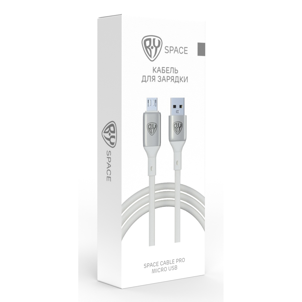 Кабель для зарядки USB(A)-microUSB BY Space Cable Pro, 1м, быстр зар QC3.0, штекер металл, белый, арт.№ 931-196