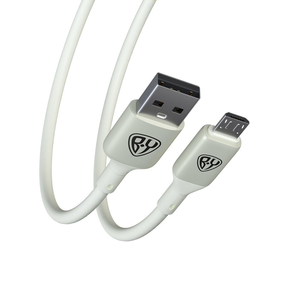 Кабель для зарядки USB(A)-microUSB BY Space Cable Pro, 1м, быстр зар QC3.0, штекер металл, белый, арт.№ 931-196