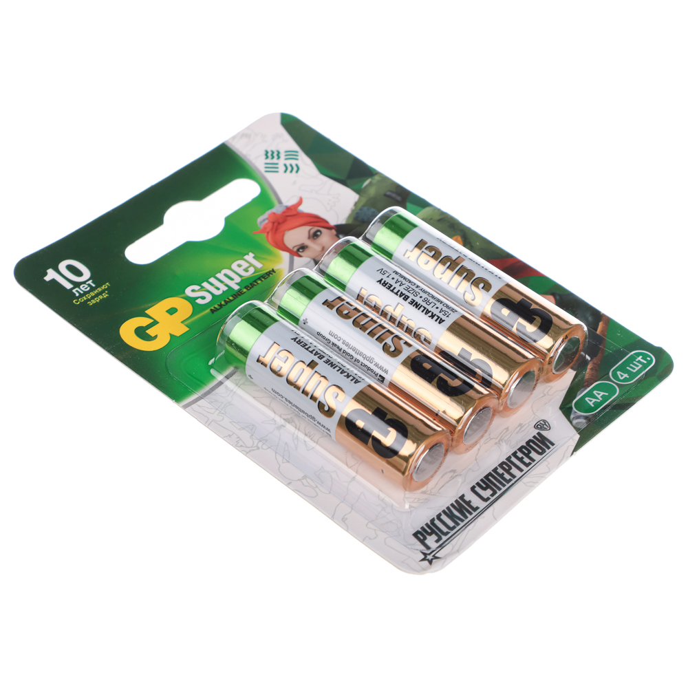 Батарейки AA GP Super BY Герои 4шт 15AGM-2CR в блистере, арт.№ 917-014