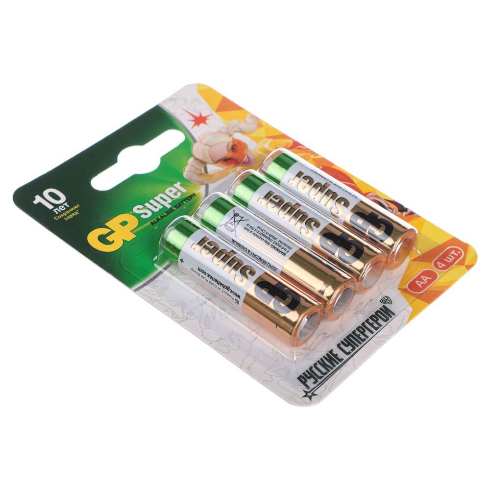 Батарейки AA GP Super BY Герои 4шт 15AGM-2CR в блистере, арт.№ 917-014