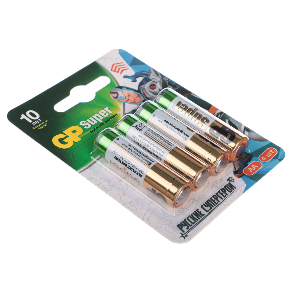 Батарейки AA GP Super BY Герои 4шт 15AGM-2CR в блистере, арт.№ 917-014